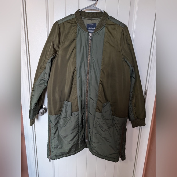 MADEWELL Long Puffer Coat Women's Medium Green - Picture 1 of 6